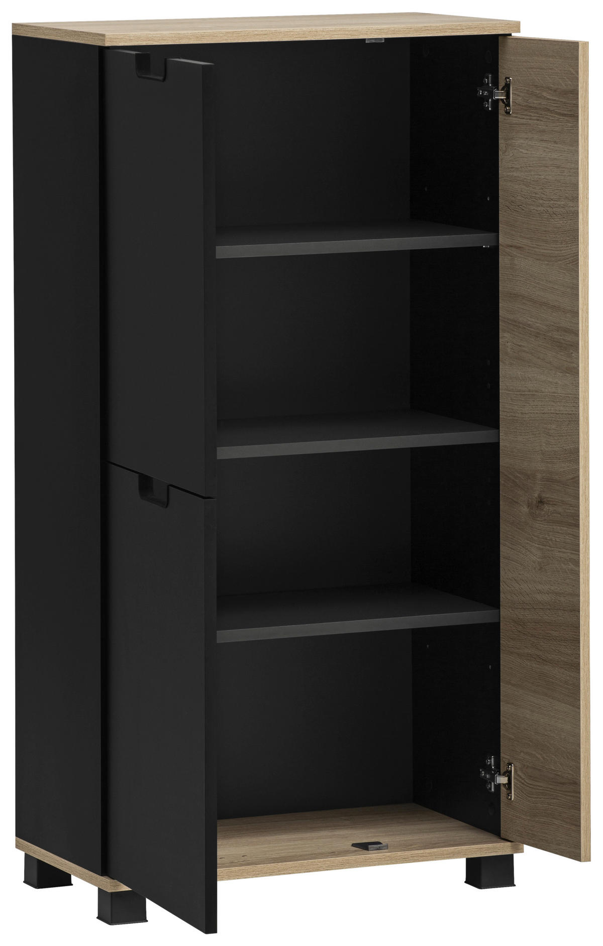 MIDISCHRANK 59,8/116,9/32,6 cm  - Eichefarben/Schwarz, MODERN, Holzwerkstoff/Kunststoff (59,8/116,9/32,6cm) - Stylife