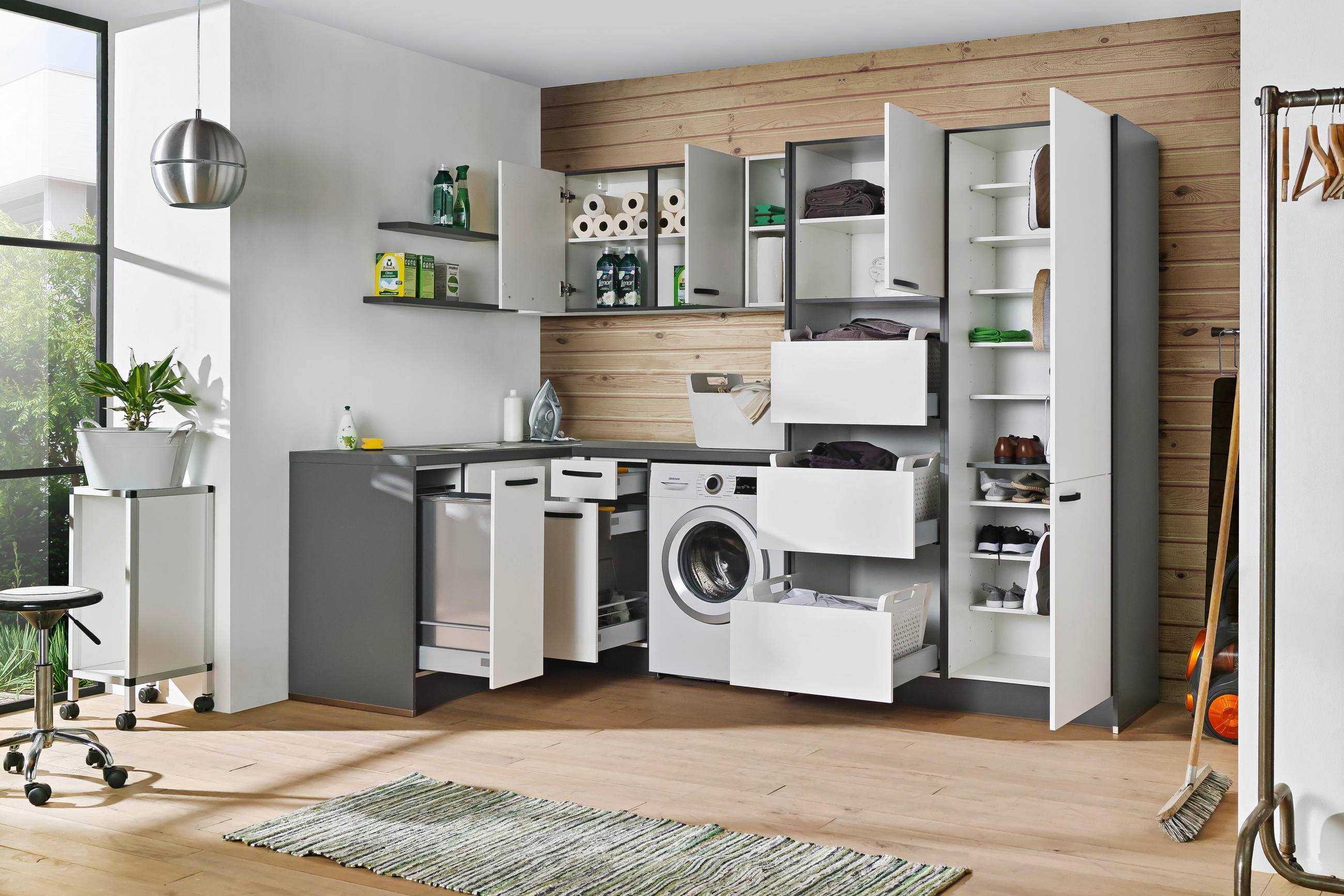 HAUSWIRTSCHAFTSRAUM  in Anthrazit, Weiß  - Anthrazit/Weiß, Basics, Holzwerkstoff (160/280cm) - Welnova