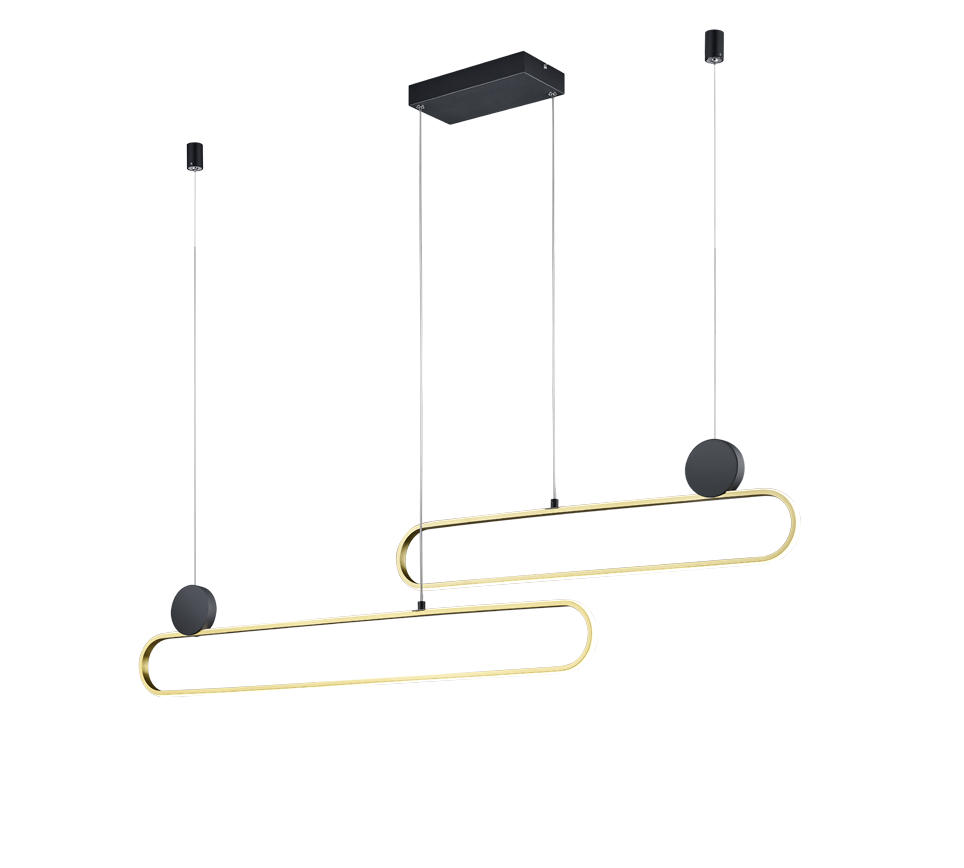 LED-HÄNGELEUCHTE 139/12/150 cm    - Messingfarben/Schwarz, Design, Metall (139/12/150cm) - Trio Leuchten