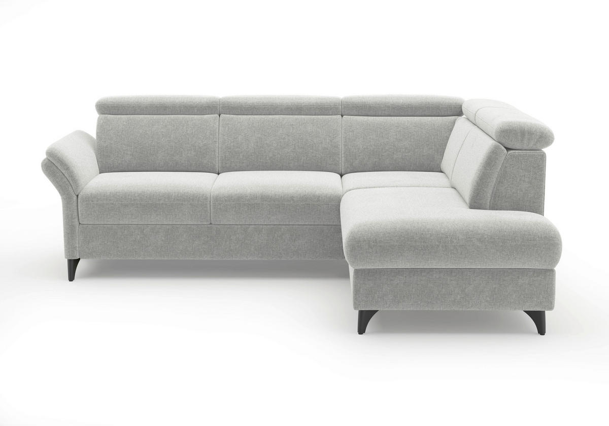 ECKSOFA Flachgewebe Hellgrau  - Hellgrau/Schwarz, Konventionell, Textil/Metall (247/193cm) - Sit & More