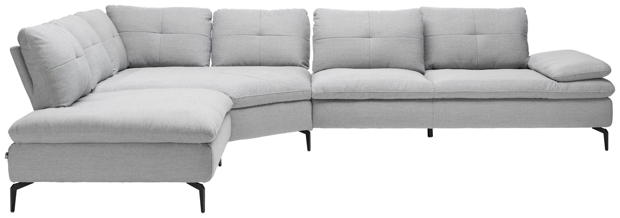 ECKSOFA Flachgewebe Hellgrau  - Hellgrau/Schwarz, Design, Textil/Metall (271/344cm) - Chilliano