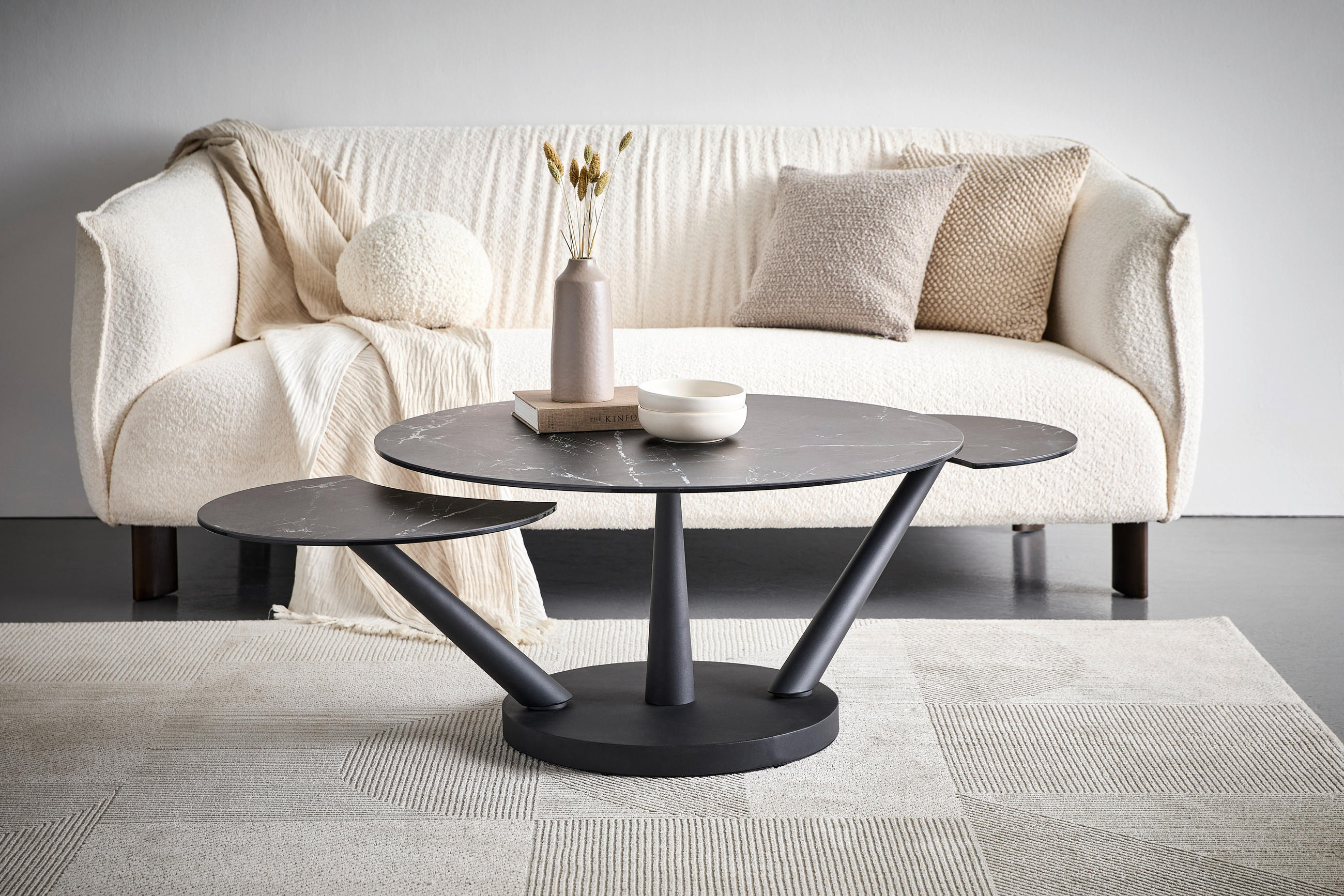 COUCHTISCH ESG 88-150/88/43 cm rund Schwarz  - Schwarz, Design, Glas/Keramik (88-150/88/43cm) - Dieter Knoll