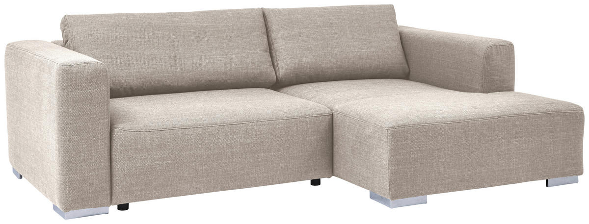 ECKSOFA Heaven Beige Flachgewebe  - Chromfarben/Beige, KONVENTIONELL, Textil/Metall (242/162cm) - Tom Tailor