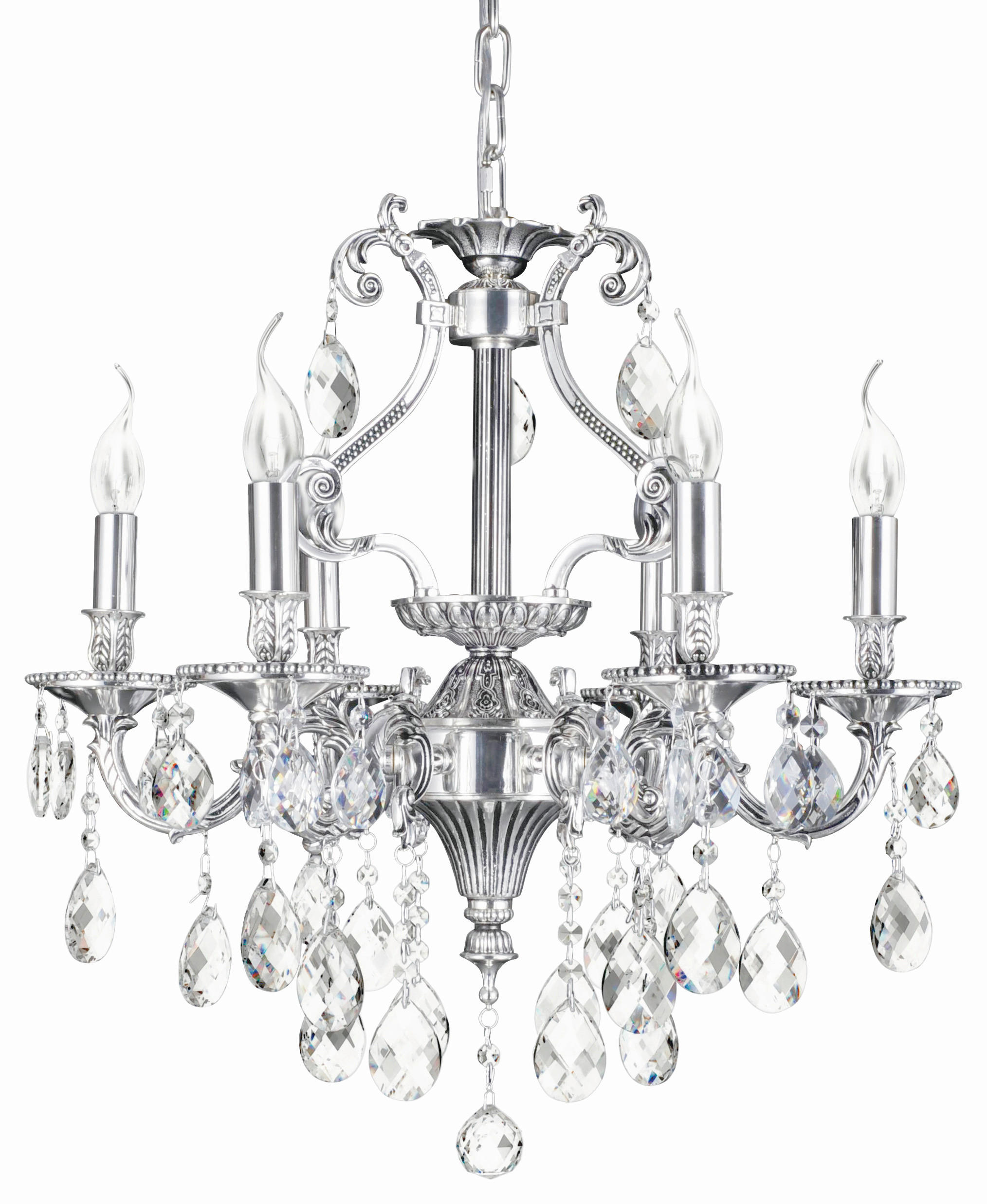 KRISTALL-HÄNGELEUCHTE 58/372 cm   - Chromfarben, KONVENTIONELL, Glas/Metall (58/372cm) - Glandor