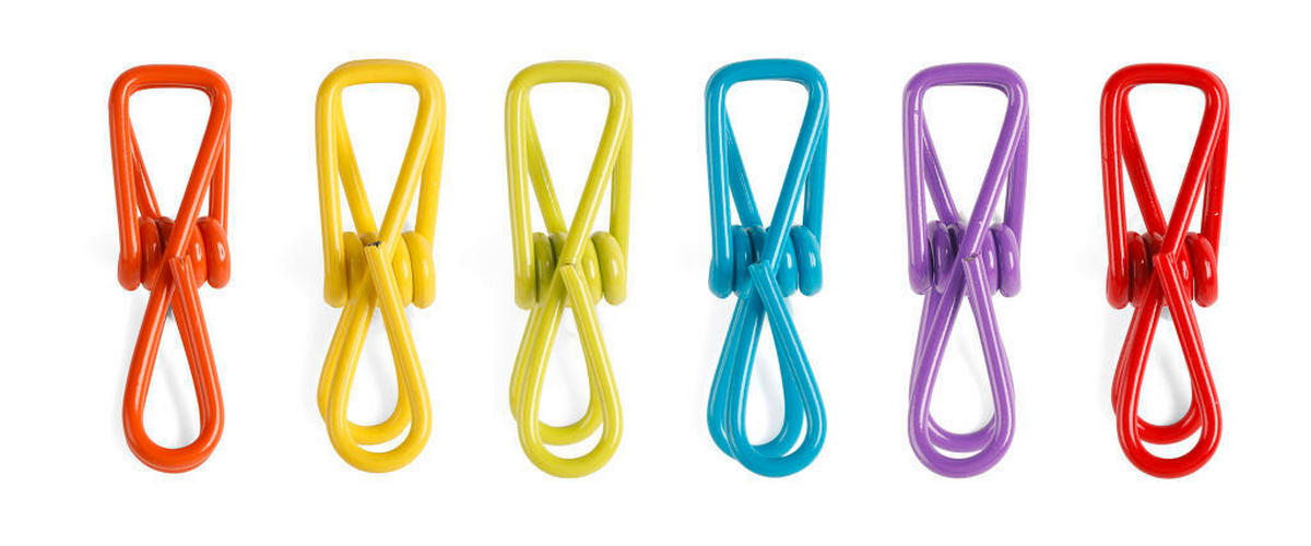 SVORKY NA SÁČKY - vícebarevná, Basics, kov (1,95/19/10cm) - Kikkerland