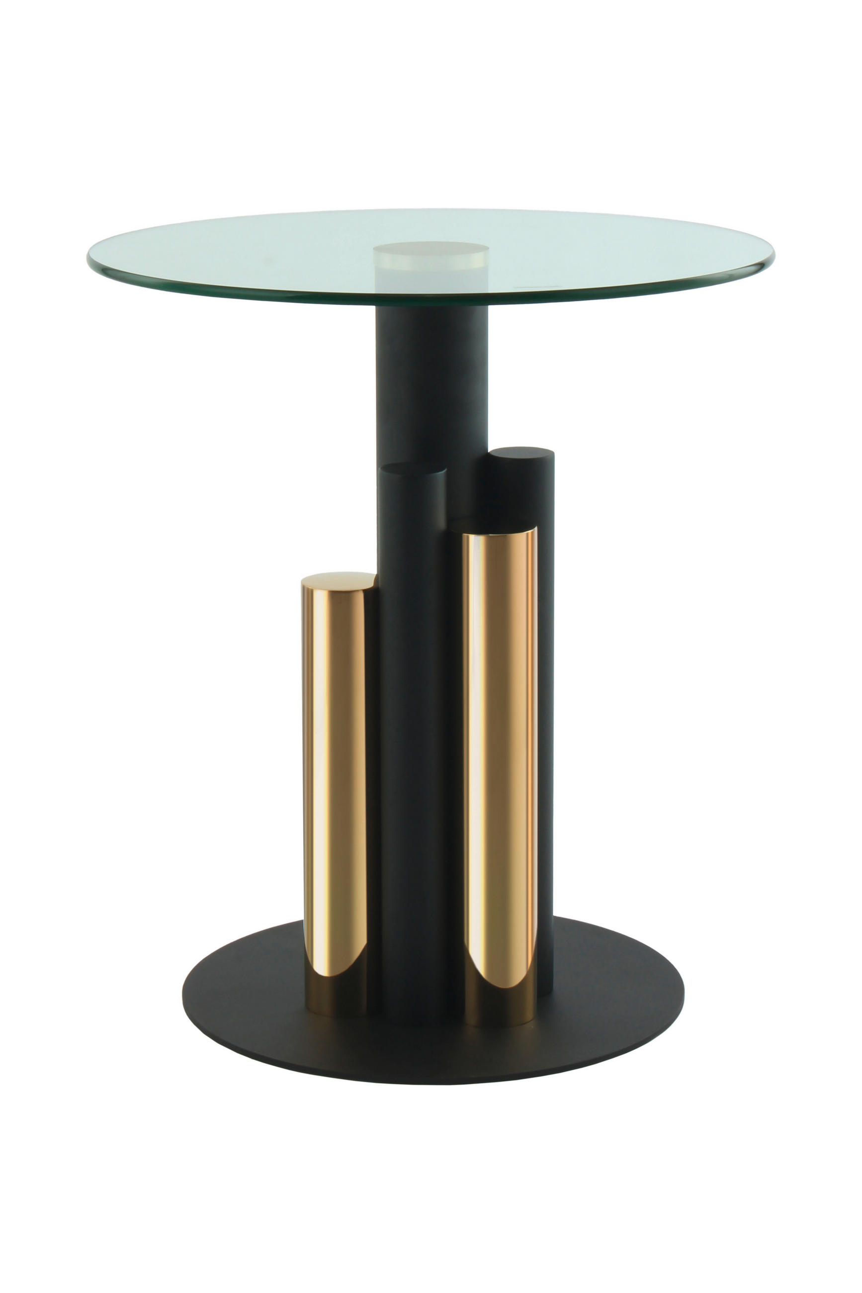 BEISTELLTISCH 46/46/52 cm Goldfarben rund  - Goldfarben, Design, Glas/Metall (46/46/52cm) - Kayoom