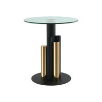 BEISTELLTISCH 46/46/52 cm Goldfarben rund  - Goldfarben, Design, Glas/Metall (46/46/52cm) - Kayoom