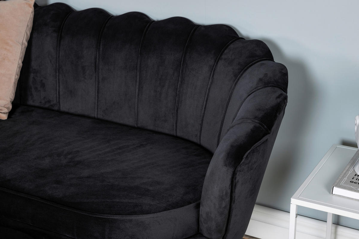 2-SITZER-SOFA in Schwarz  - Schwarz, Design, Textil/Metall (180/78.5/78cm) - Livetastic