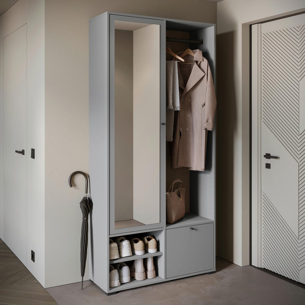 GARDEROBE  in  - Grau, Trend, Holzwerkstoff (90/190/33cm)