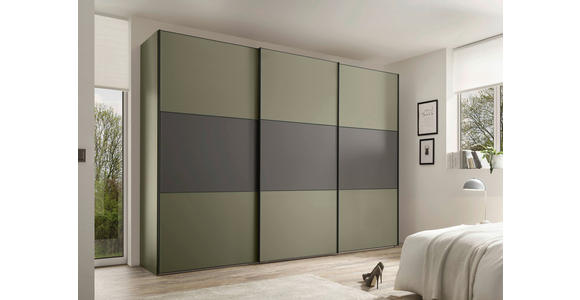 SCHWEBETÜRENSCHRANK  in Anthrazit, Salbeigrün  - Salbeigrün/Anthrazit, Holzwerkstoff/Metall (249/222/68cm) - Moderano