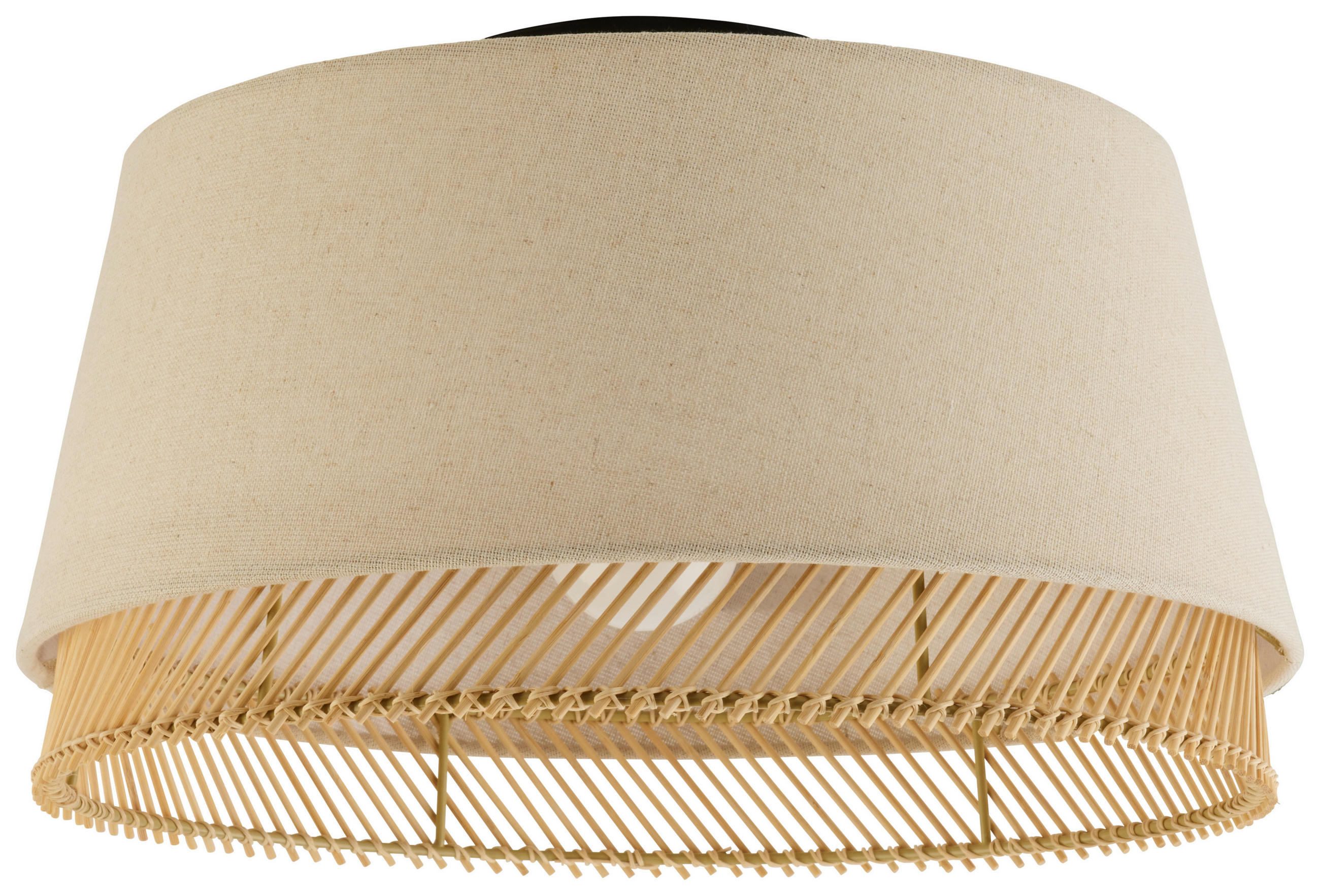 DECKENLEUCHTE  38/23,5 cm    - Schwarz/Braun, Natur, Holz/Textil (38/23,5cm)