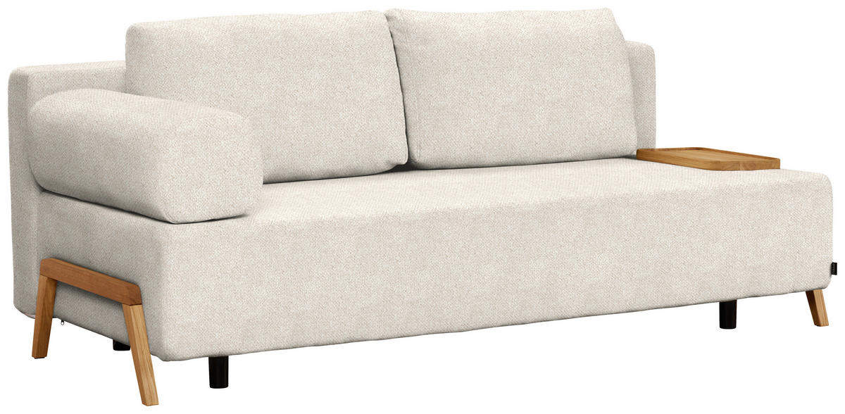 SCHLAFSOFA Bouclé Creme  - Creme/Naturfarben, Design, Holz/Textil (211/88/102cm) - Niels Andersson