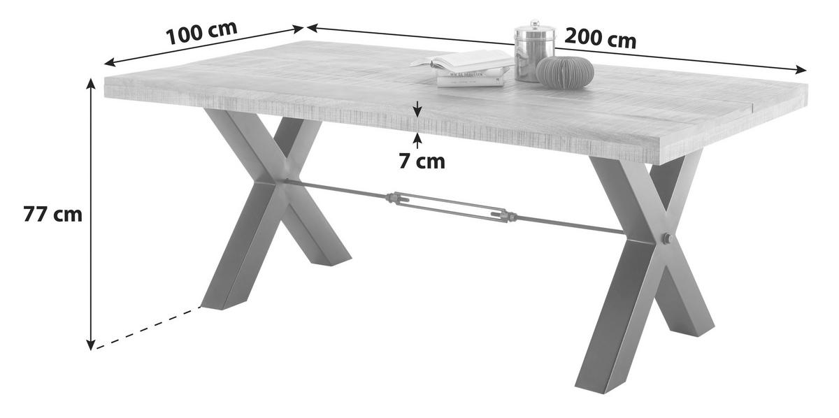 ESSTISCH in Holz, Metall 200/100/77 cm  - Schwarz, Basics, Holz/Metall (200/100/77cm) - Livetastic