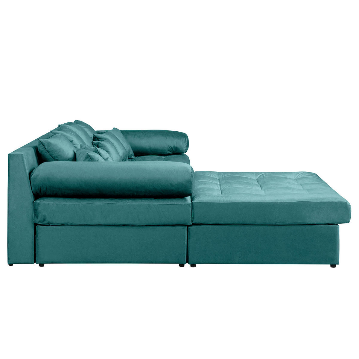 ECKSOFA Naomi in Velours Blau Rückenkissen  243/284 cm  - Blau/Schwarz, Design, Kunststoff/Textil (243/284cm) - P & B