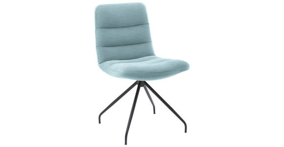 STUHL  in Cord Textil  - Schwarz/Hellblau, Design, Textil/Metall (52/88/66cm) - Dieter Knoll