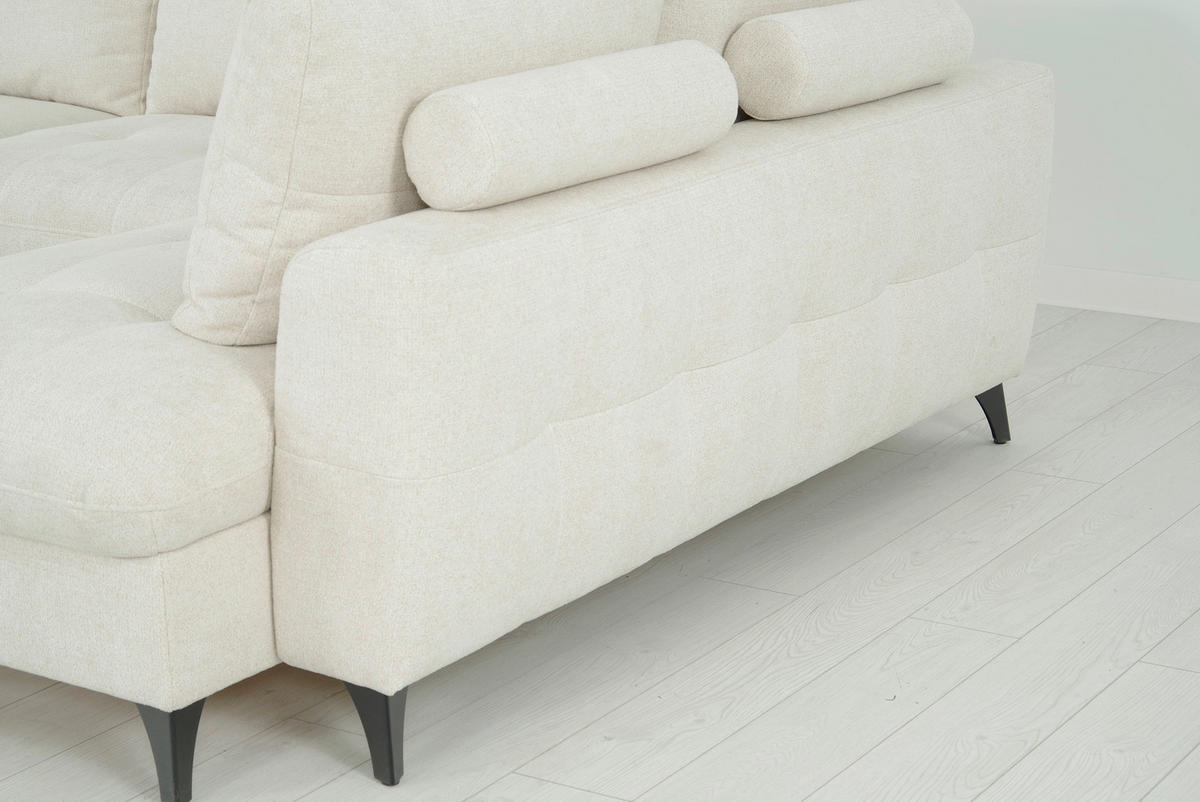 WOHNLANDSCHAFT Beige Chenille  - Beige/Schwarz, KONVENTIONELL, Textil/Metall (160/340/188cm) - Xora