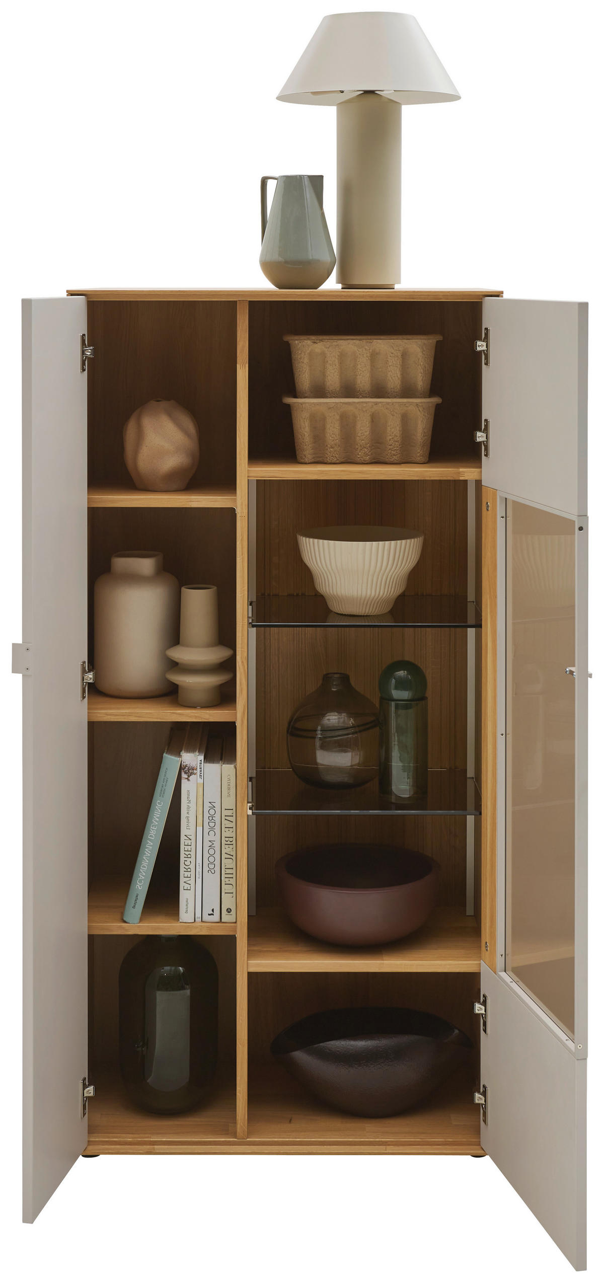 HIGHBOARD 76,9/155,1/37,1 cm Kaschmir, Wildeiche  76,9/155,1/37,1 cm  - Kaschmir/Wildeiche, Design, Glas/Holz (76,9/155,1/37,1cm) - Dieter Knoll