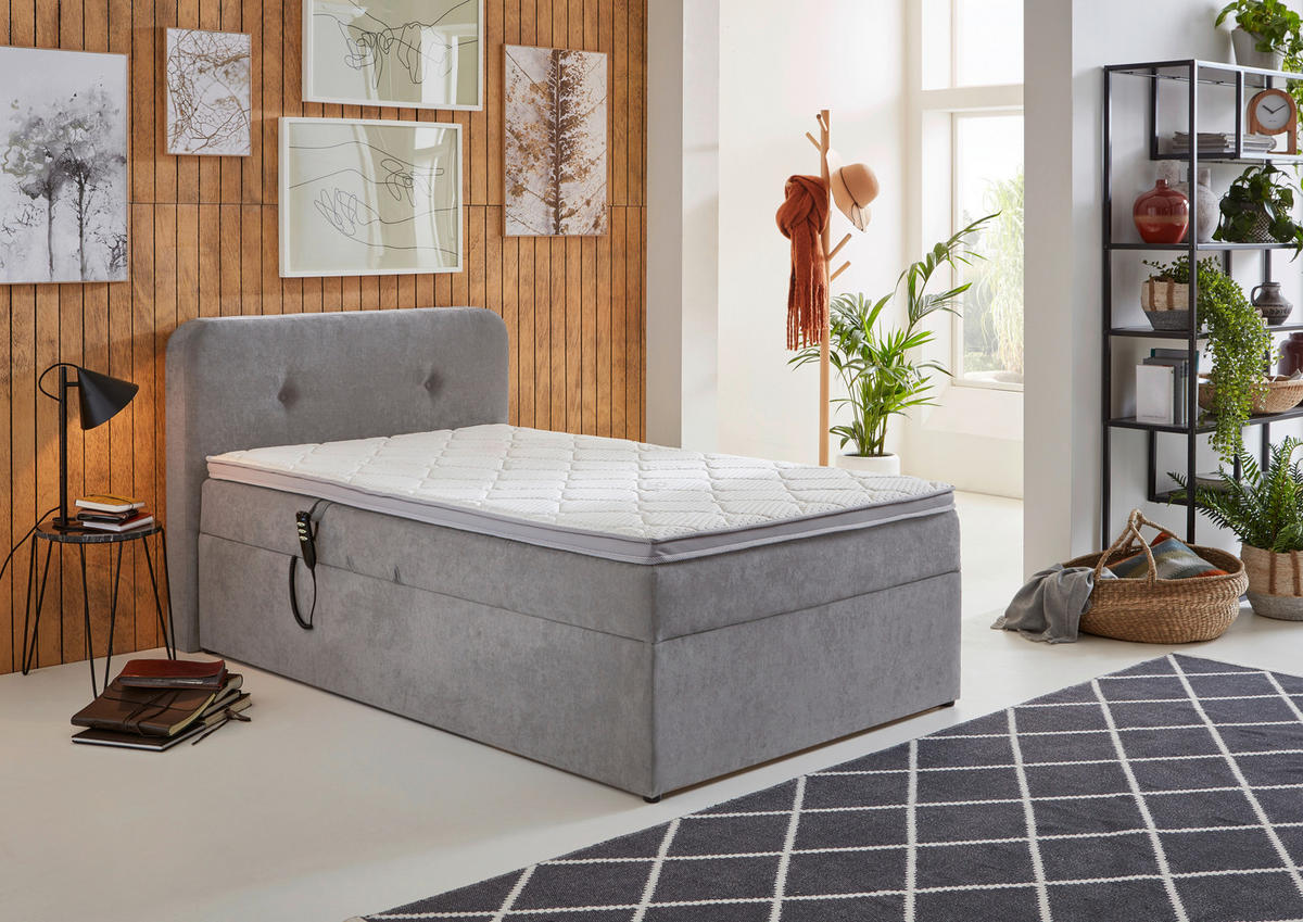 PAT BOXSPRING 100/200 cm  in gri deschis  - gri deschis/negru, Konventionell, plastic/textil (100/200cm) - Carryhome