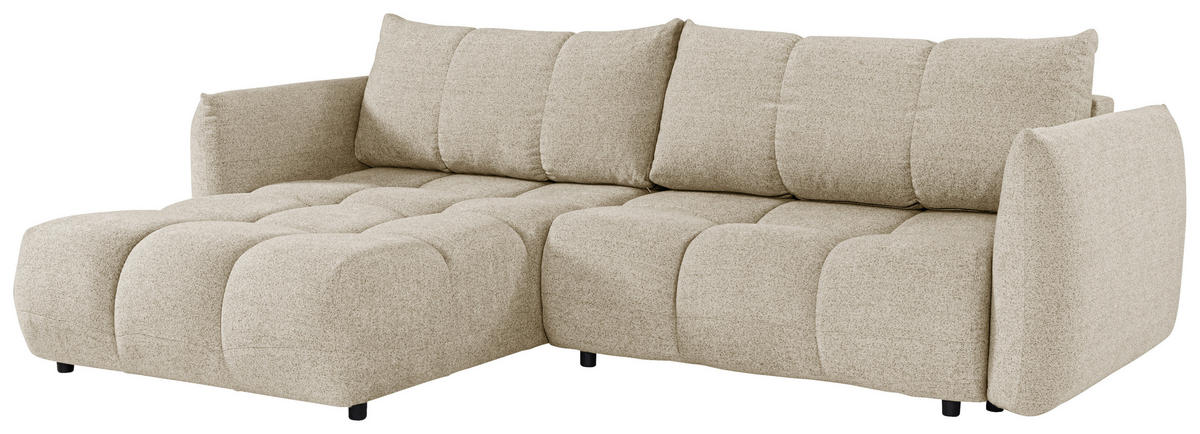 ECKSCHLAFSOFA Flachgewebe Cappuccino  inkl.  - Schwarz/Cappuccino, KONVENTIONELL, Kunststoff/Textil (273/188cm) - Livetastic