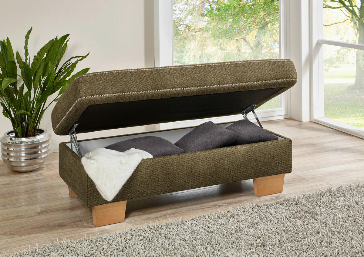ECKSOFA in Mikrofaser Grün  226/273 cm  - Eichefarben/Beige, Natur, Holz/Textil (226/273cm) - Beldomo System