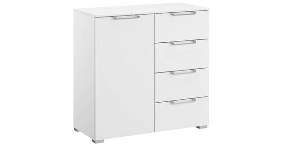 KOMMODE 80/81/42 cm in Weiß - Silberfarben/Alufarben, Design, Holzwerkstoff/Kunststoff (80/81/42cm) - Novel