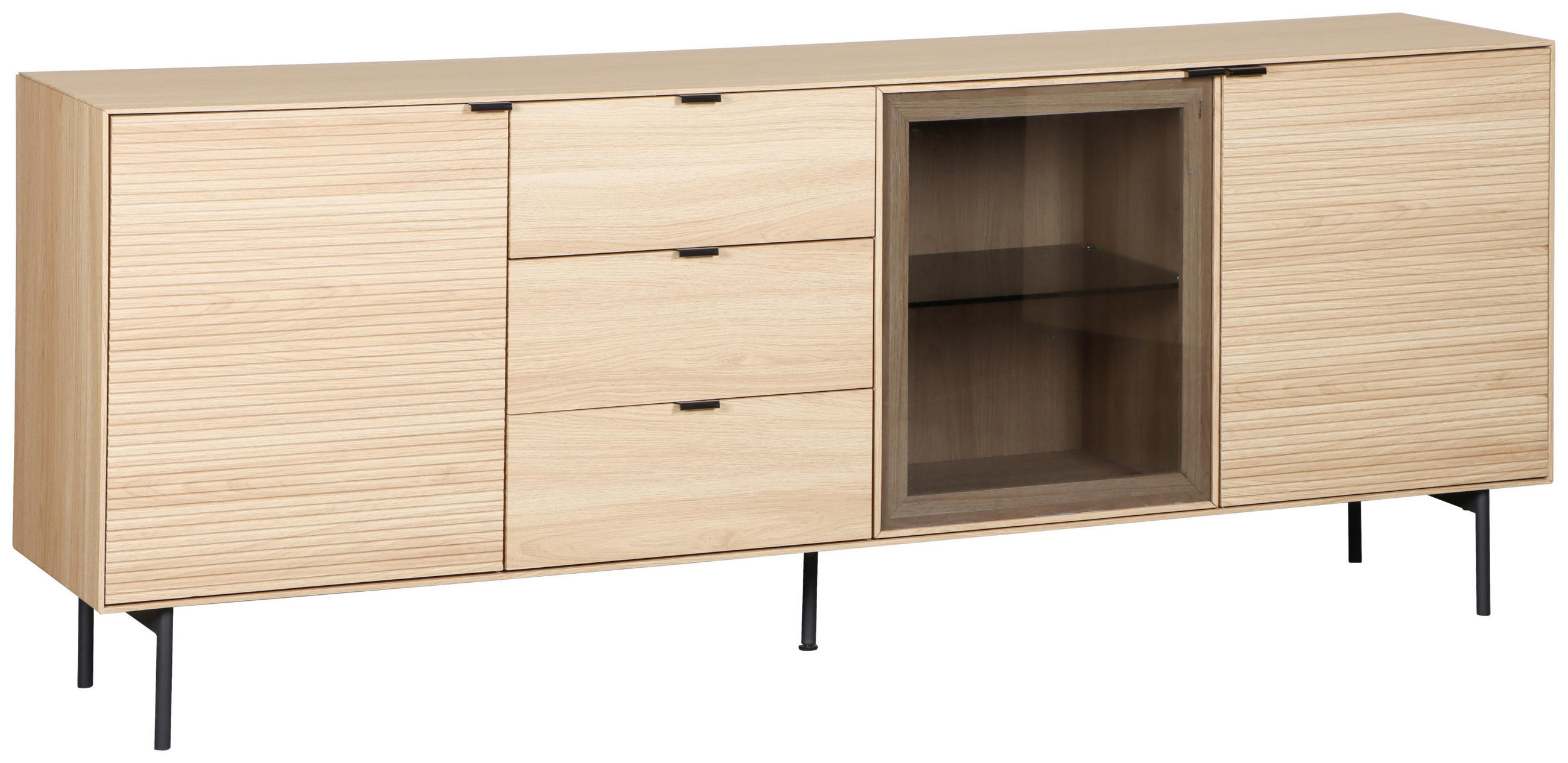 SIDEBOARD  200/80/40 cm 3 Schublade(n)  - Eichefarben/Schwarz, KONVENTIONELL, Glas/Holzwerkstoff (200/80/40cm) - Xora