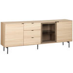 SIDEBOARD  200/80/40 cm 3 Schublade(n)  - Eichefarben/Schwarz, KONVENTIONELL, Glas/Holzwerkstoff (200/80/40cm) - Xora