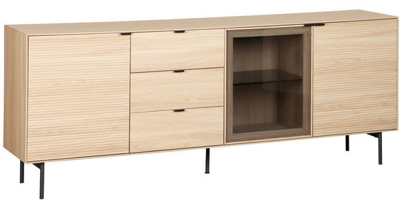 SIDEBOARD  200/80/40 cm 3 Schublade(n)  - Eichefarben/Schwarz, KONVENTIONELL, Glas/Holzwerkstoff (200/80/40cm) - Xora
