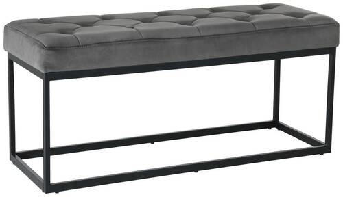 GARDEROBENBANK Samt Grau  - Schwarz/Grau, Design, Textil/Metall (103/47/38cm) - MID.YOU