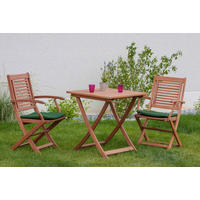 GARTENTISCHGRUPPE Eukalyptusholz Hartholz  - Eukalyptusholzfarben/Grün, KONVENTIONELL, Holz/Textil - Gardenson