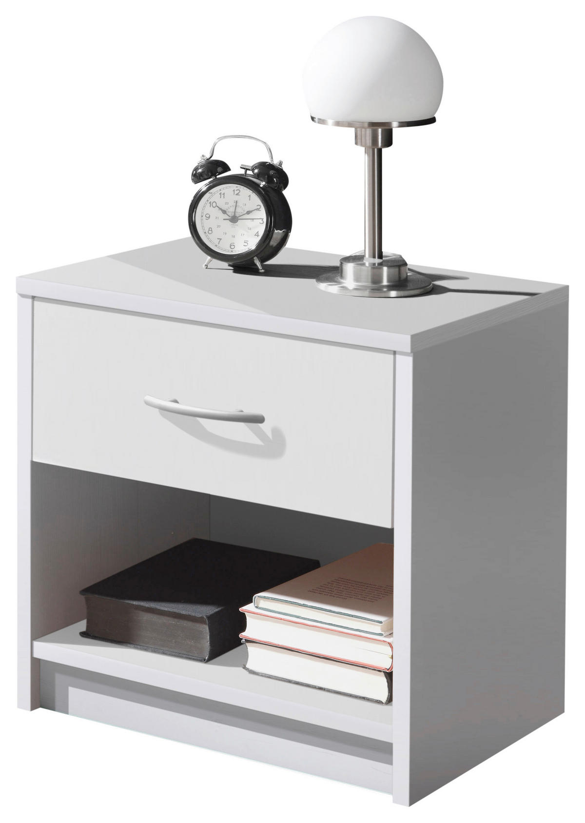 NACHTSCHRANK 39/41/28 cm  - Silberfarben/Weiß, Basics (39/41/28cm) - P & B