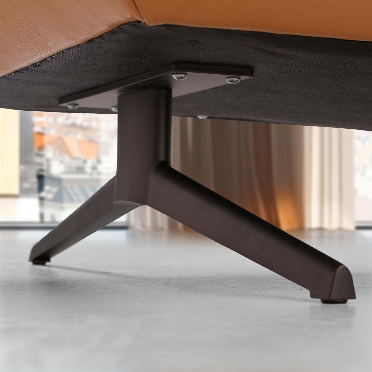 ECKSOFA in Echtleder Bernsteinfarben  - Beige/Bernsteinfarben, Design, Leder/Metall (239/152cm) - Koinor