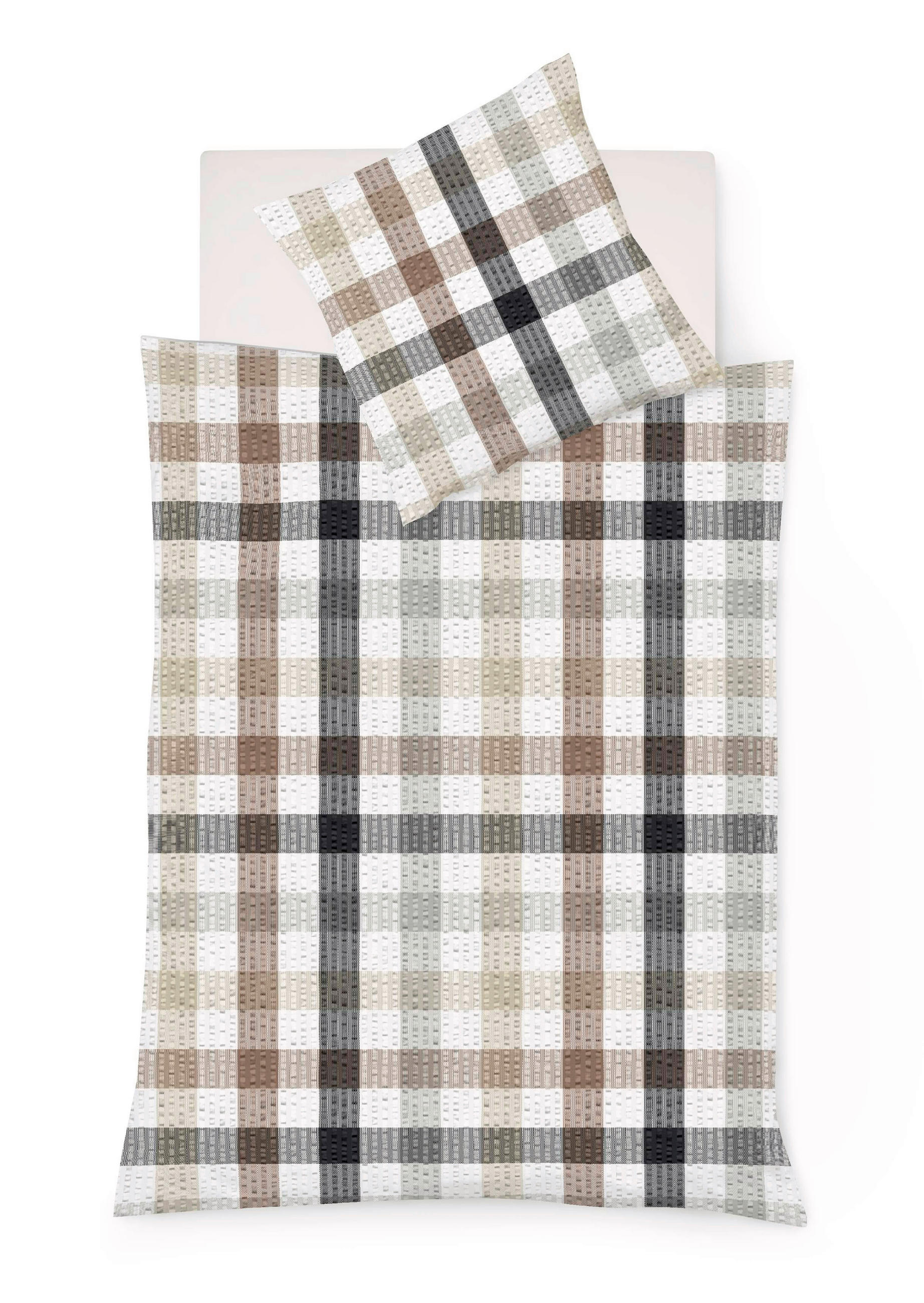 BETTWÄSCHE Rio Seersucker 155/220 cm  - Braun/Grau, Basics, Textil (155/220cm) - Fleuresse
