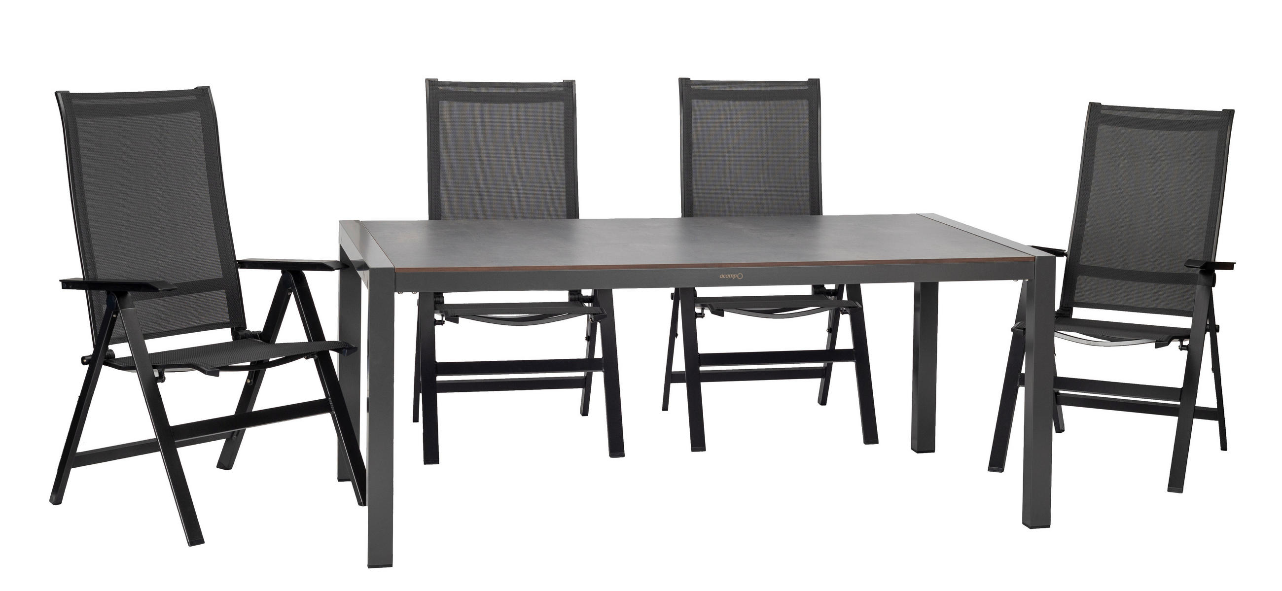 GARTENSET beschichtet Aluminium  - Schieferfarben/Anthrazit, Basics, Textil/Metall (180/98/74cm) - Acamp