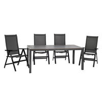 GARTENSET beschichtet Aluminium  - Schieferfarben/Anthrazit, Basics, Textil/Metall (180/98/74cm) - Acamp