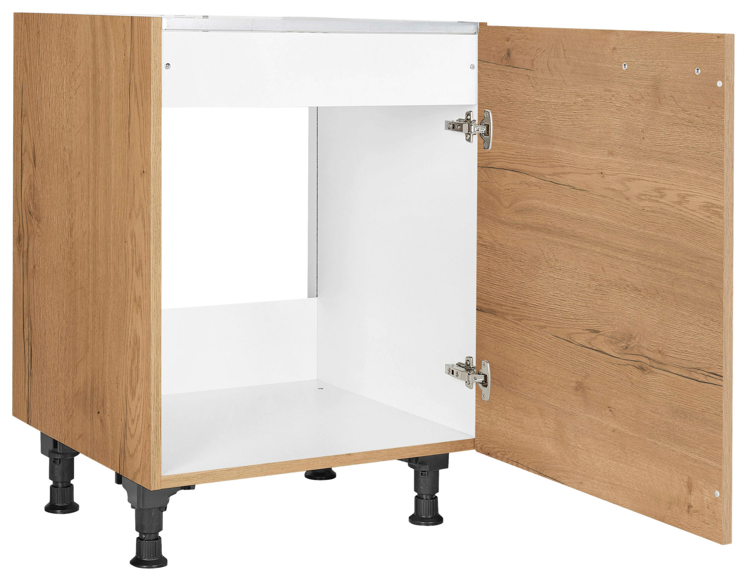SPÜLENUNTERSCHRANK 60/87/56 cm  in Eichefarben  - Eichefarben/Schwarz, MODERN, Holzwerkstoff/Metall (60/87/56cm) - Nobilia