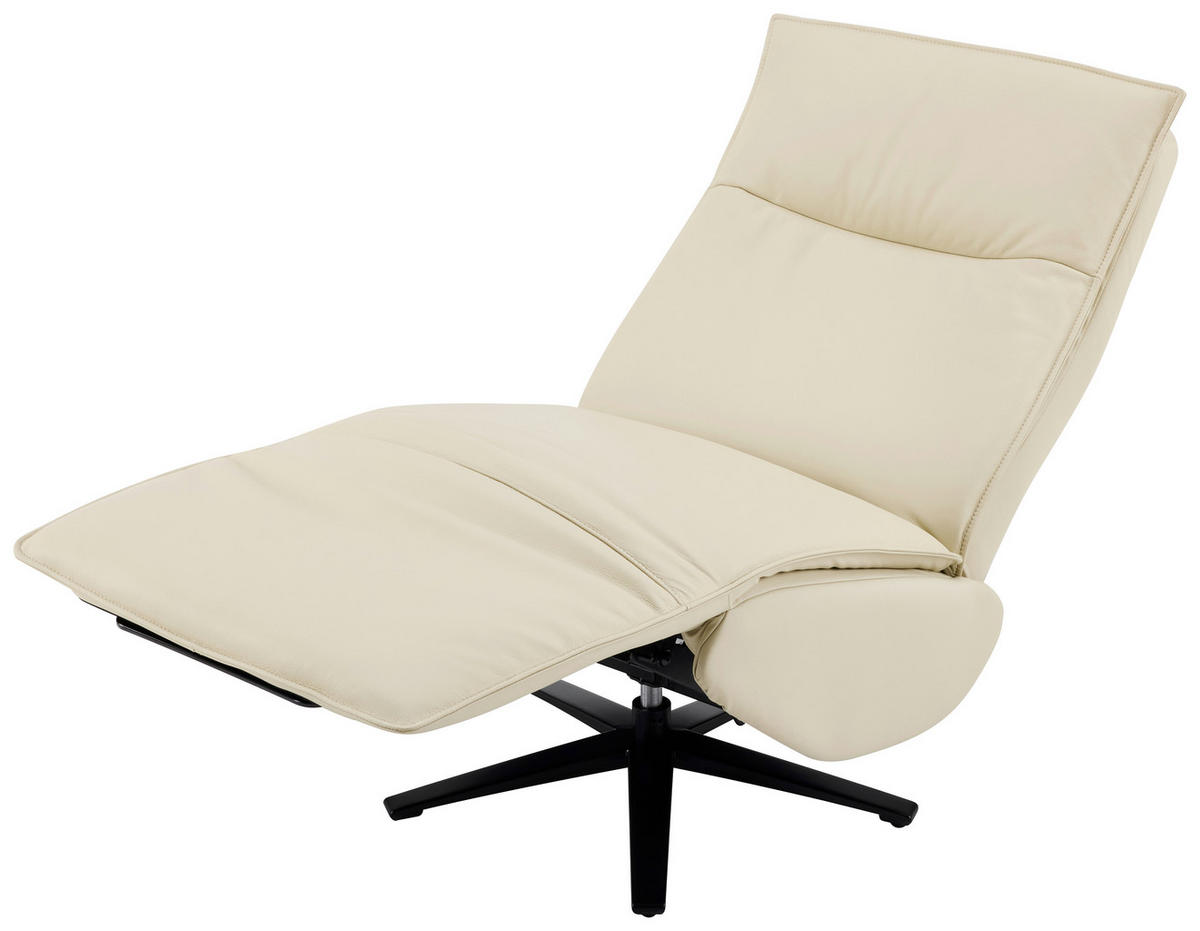 RELAXSESSEL Lederlook Echtleder Relaxfunktion, Kopfteilverstellung, Fußteilverstellung    - Beige/Schwarz, Design, Leder/Textil (70/110/82cm) - Stylife