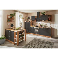 MODULKÖK 310-150 cm   i grå  - skogsek/aluminiumfärg, Design, metall/trämaterial (310-150cm) - Respekta