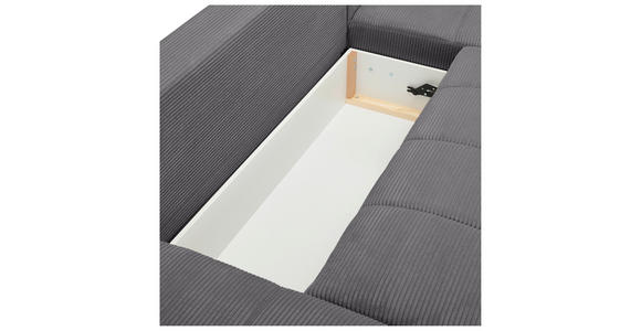 WOHNLANDSCHAFT Anthrazit Cord  - Chromfarben/Anthrazit, KONVENTIONELL, Kunststoff/Textil (180/376/180cm) - Carryhome