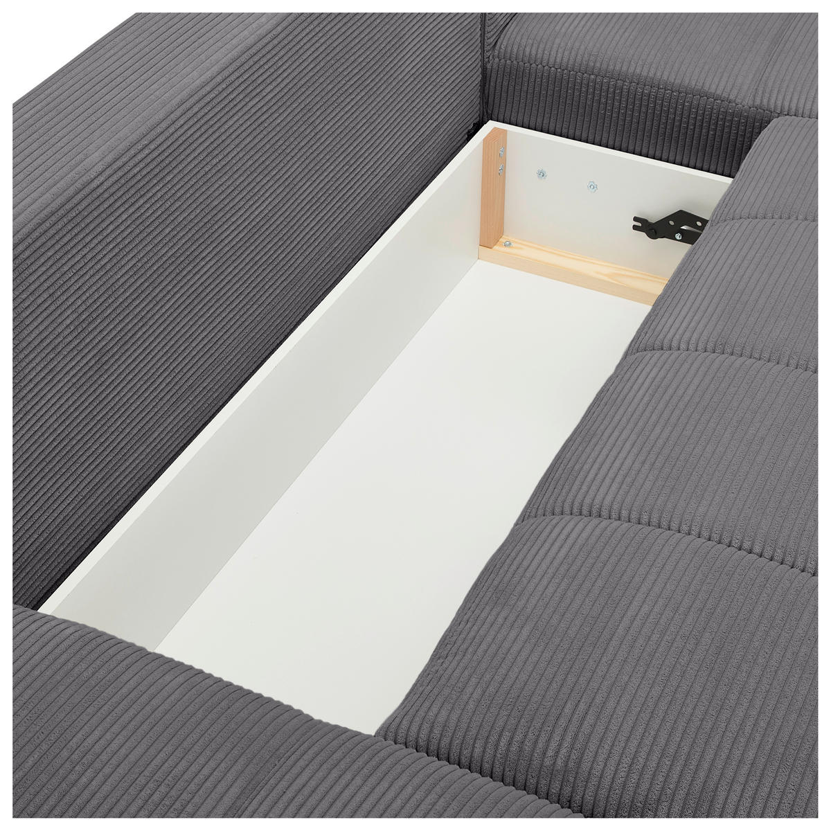 WOHNLANDSCHAFT in Cord Anthrazit  - Chromfarben/Anthrazit, KONVENTIONELL, Kunststoff/Textil (180/376/180cm) - Carryhome