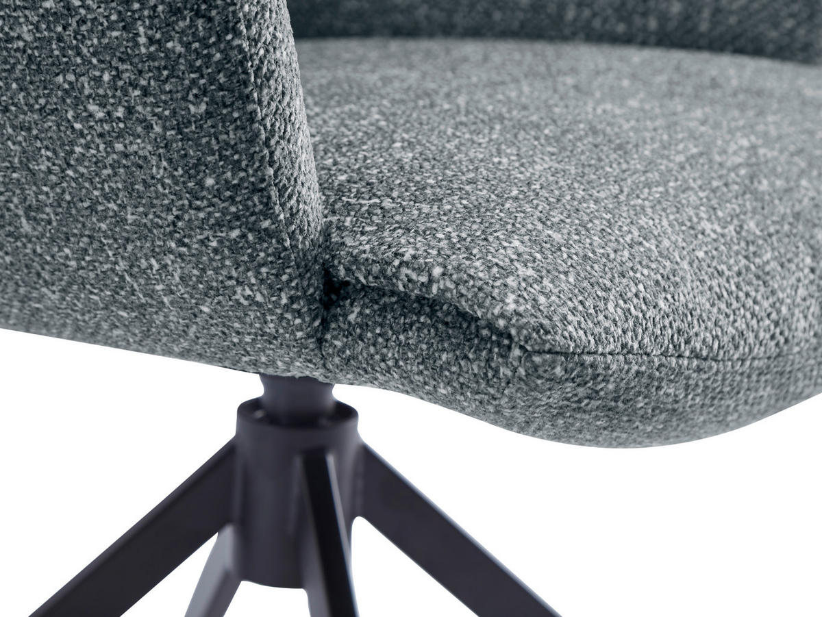 ARMLEHNSTUHL  in Eisen Leinenoptik  - Anthrazit/Schwarz, Design, Textil/Metall (64/86/63cm) - Dieter Knoll