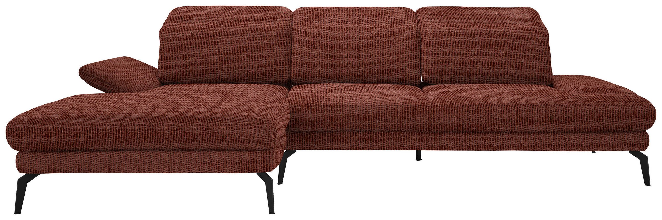 ECKSOFA in Webstoff Rostfarben  180/289 cm  - Rostfarben/Schwarz, Design, Textil/Metall (180/289cm) - Stylife