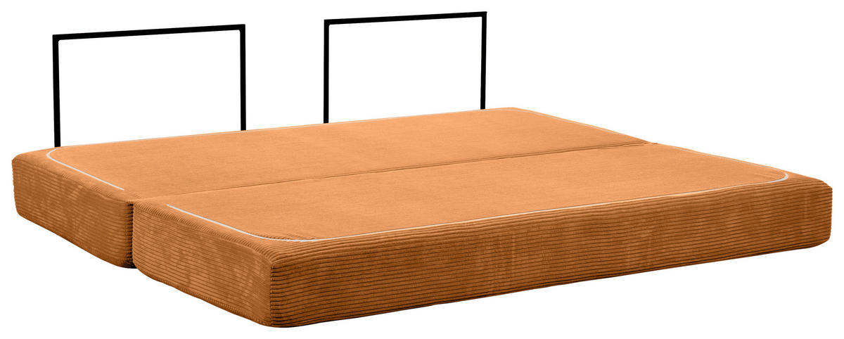 SCHLAFSOFA Cord Kupferfarben  - Kupferfarben, KONVENTIONELL, Textil/Metall (200/77/80cm) - Carryhome