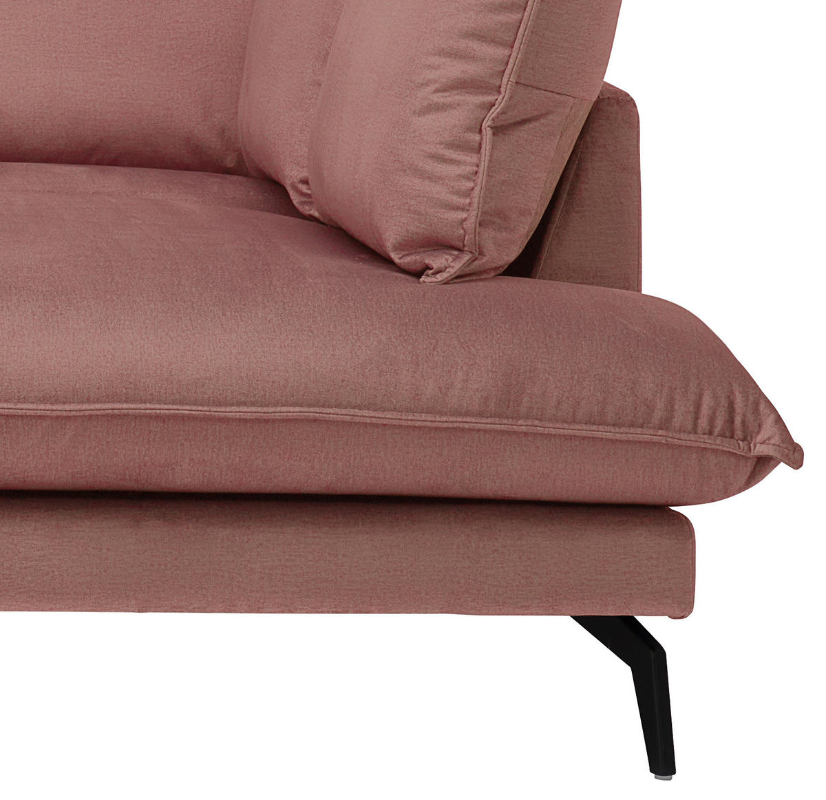ECKSOFA in Samt Altrosa  - Schwarz/Altrosa, Design, Textil/Metall (241/200cm) - Carryhome
