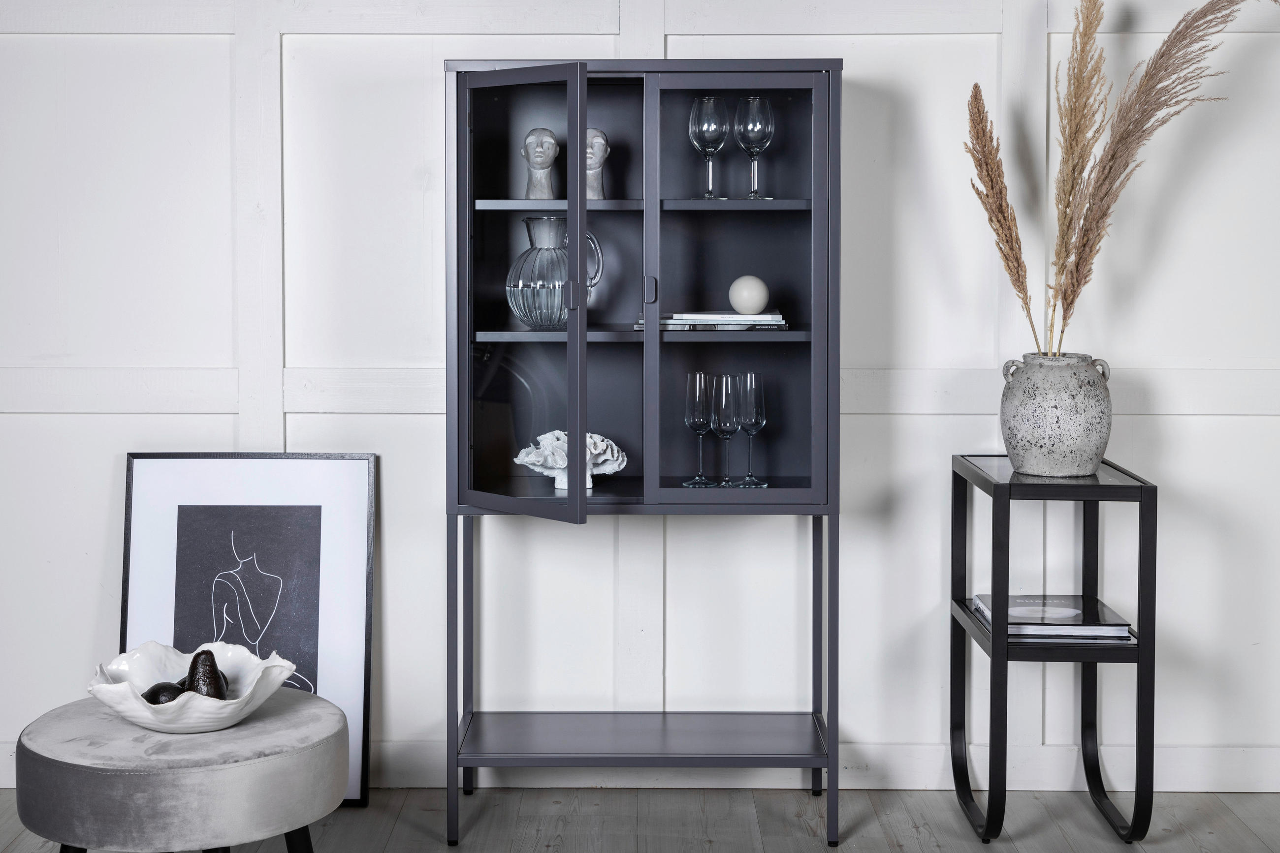 VITRINE in Grau  - Grau, Design, Metall (75/150/35cm) - Livetastic