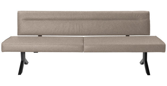 SITZBANK 220/87/70-86 cm  in Hellbraun, Cappuccino  - Hellbraun/Schwarz, KONVENTIONELL, Textil/Metall (220/87/70-86cm) - Moderano