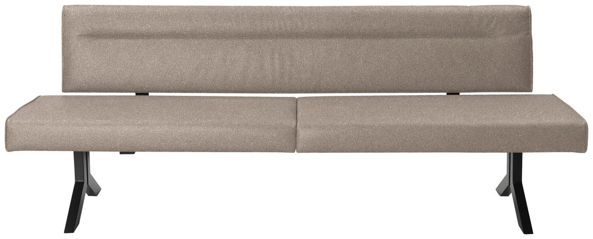 SITZBANK in Metall, Textil Hellbraun  - Hellbraun/Schwarz, Konventionell, Textil/Metall (220/87/70cm) - Moderano