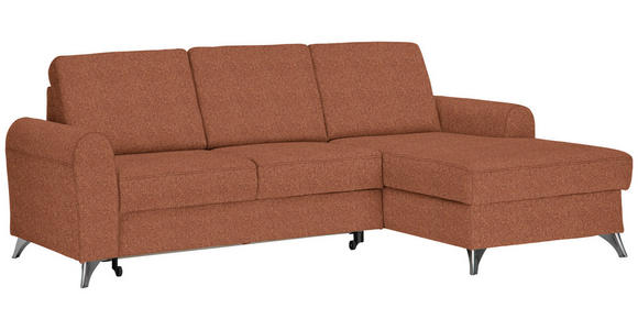 ECKSOFA Orange, Rostfarben Flachgewebe  - Rostfarben/Silberfarben, Design, Textil/Metall (244/167cm) - Cantus