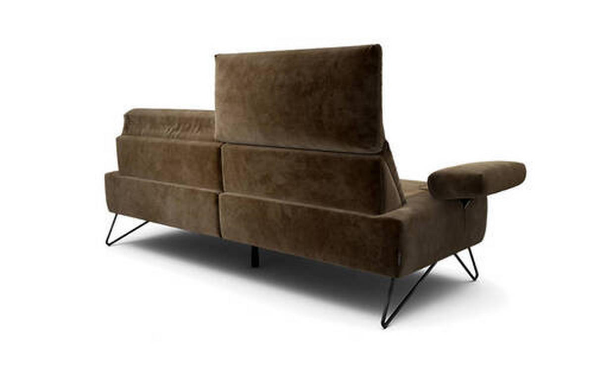 2,5-SITZER in Samt Dunkelbraun  - Dunkelbraun/Schwarz, Design, Textil/Metall (204-234/85/86-94cm) - SENSOO