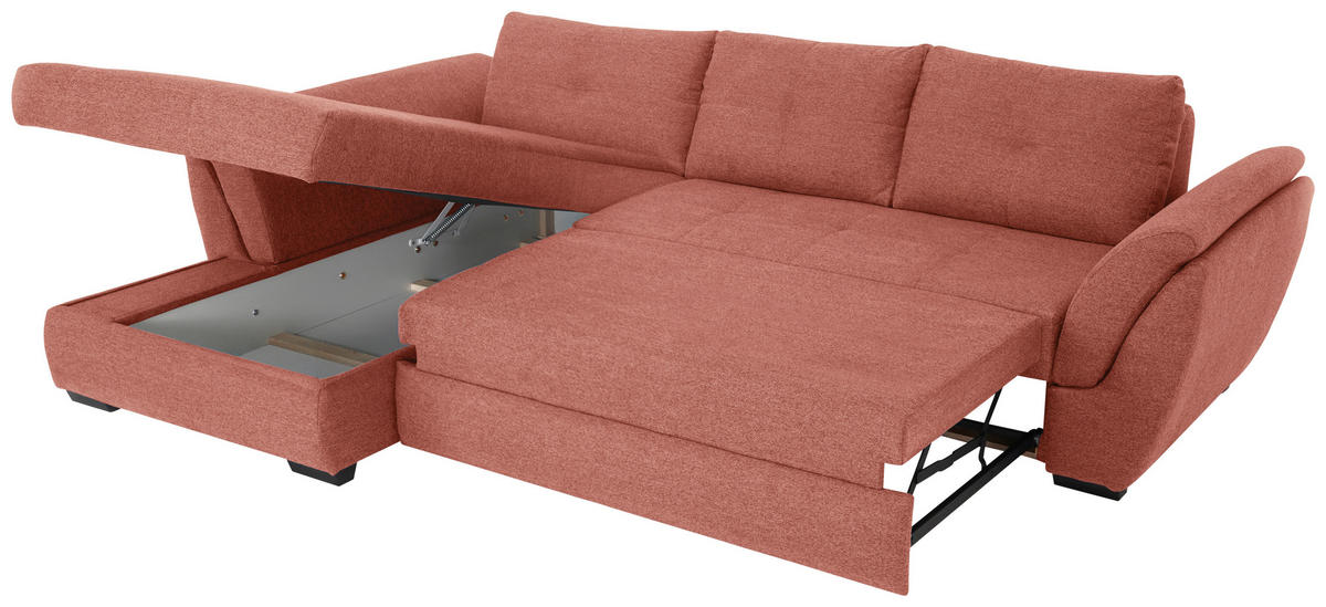 ECKSOFA in Webstoff Koralle  - Koralle/Schwarz, Design, Kunststoff/Textil (187/278cm) - Livetastic